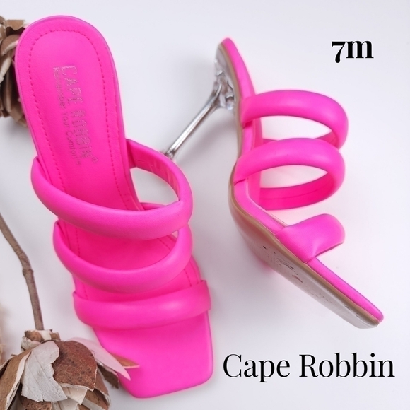 Cape Robbin Pink Square Toe Strappy Mule Heels Size 7m - Picture 1 of 9